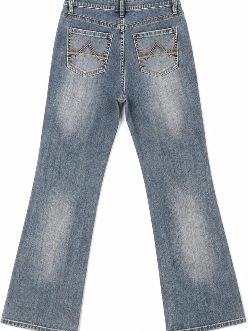 Men's Bootcut Jeans with Stretch, Regular Fit, Back Embroidery, Casual Denim